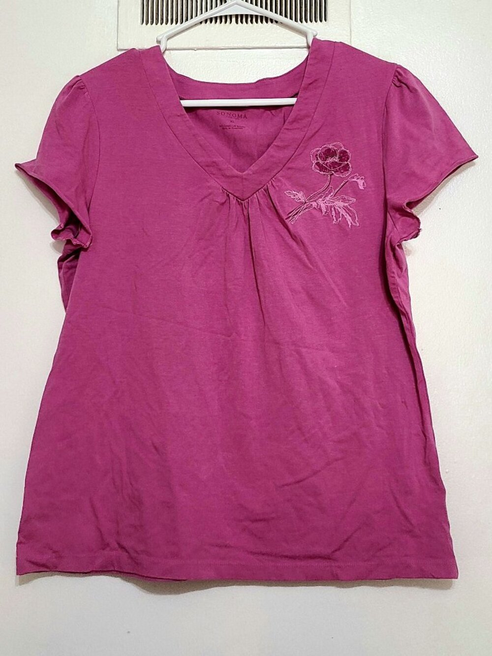 Pink Floral Embroidered Top XL